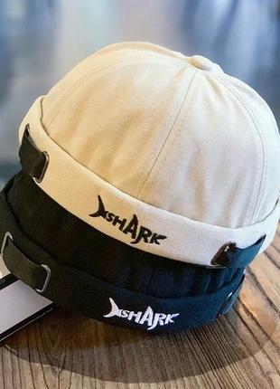 Кепка докер shark (акула, docker cap, мини бини, бескозырка) без козырька, унисекс wuke one size