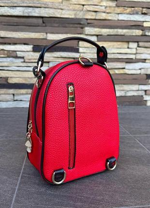 Женский, детский качественный рюкзак сумка трансформер, сумочка мини рюкзак для девочек красный2 фото