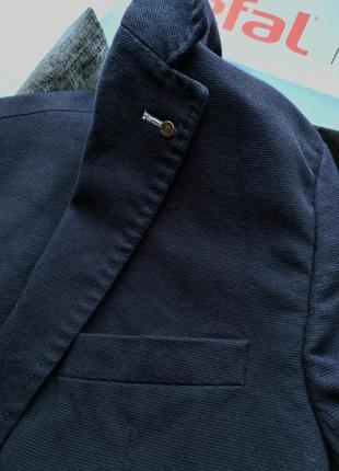 Брендовый базовый топовый мужской хлопчатобумажный синий вискозный пиджак, жакет блейзер гусиная лапка casual кежуал л l8 фото