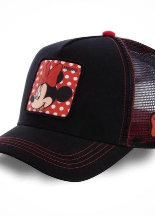 Кепка тракер minnie mouse (мінні маус, мікі маус, мультики дісней, disney) із сіточкою, унісекс wuke one size