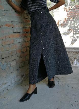 Эффектная юбка с люрексом поясом длинная трикотажная трикотаж2 фото