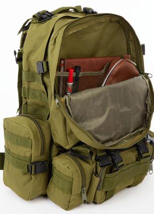 Рюкзак тактический 55л с 3 подсумками! качественный штурмовой для похода и путешествий большой наплечник баул1 фото