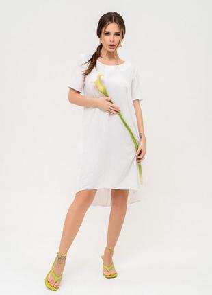 Белое асимметричное платье-баллон1 фото