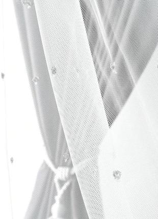 Тканина тюль фатин с вышивкой noktali v-сіра2 фото