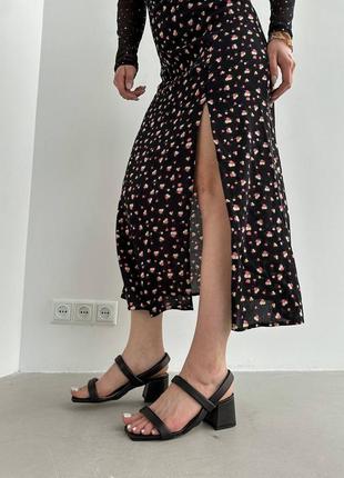 Стильні чорні босоніжки на середньому каблуку,на підборах шкіряні/шкіра жіночі - жіноче взуття на літо9 фото