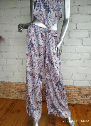 Брючний костюм ,костюм штани палацо і майка zebra3 фото