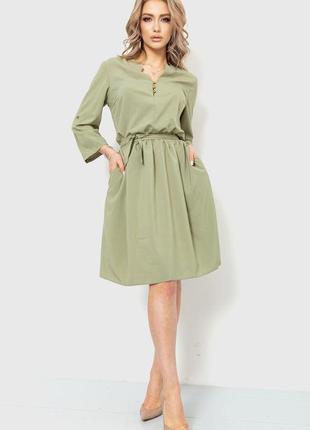 Практична жіноча сукня однотонні сезон весна-літо колір оливковий розмір s fg_00611