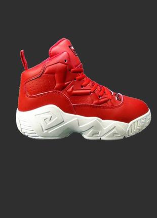 Кроссовки женские высокие, на платформе, танкетке, красные.