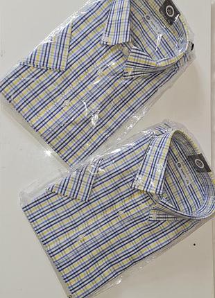 Рубашки клетка короткий рукав