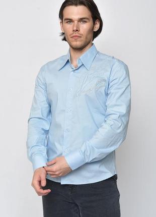 Рубашка мужская голубого цвета с надписью 156139l gl_55