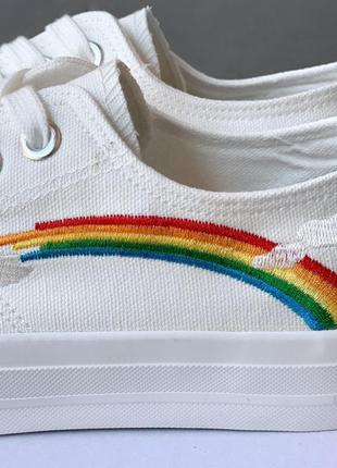 Кеды кроссовки летние белые женские rainbow shoes7 фото