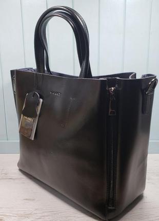 Женская кожаная сумка galanty чёрная большая жіноча шкіряна велика чорна4 фото