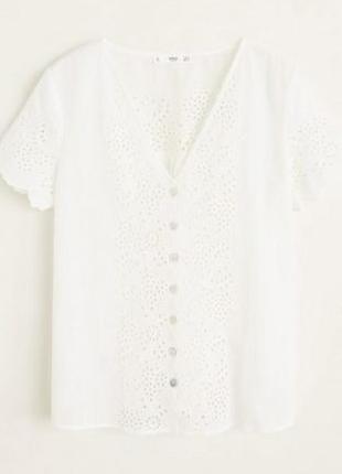 Ажурная блуза манго mango хлопок s