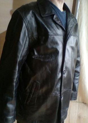 Шикарная кожаная куртка пиджак черного цвета разм 52-54 супер качество!2 фото