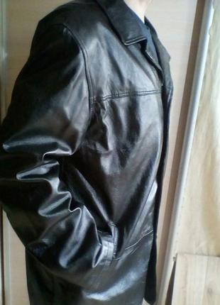 Шикарная кожаная куртка пиджак черного цвета разм 52-54 супер качество!4 фото