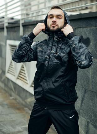 Nike windrunner jacket камуфляж сіро-черний