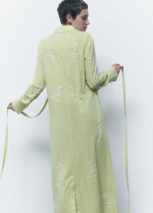 Zara льняное платье-рубашка вишивка лимитированная серия6 фото