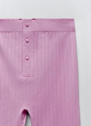 Розовый шикарный компрессионный костюм zara леггинсы и топ резинка в рубчик6 фото