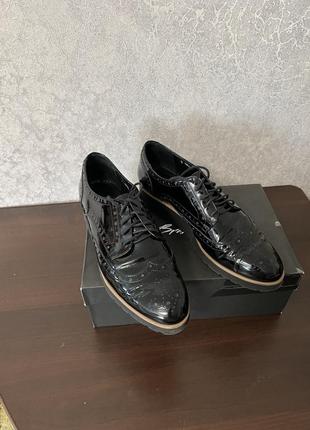 Польща шкіряні туфлі лофери черевики на шнурках натуральна шкіра кожаные1 фото