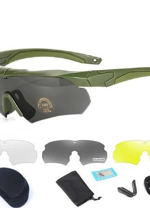 Тактические защитные очки ess crossbow с 3 линзами и диоптрийной вставкой - олива