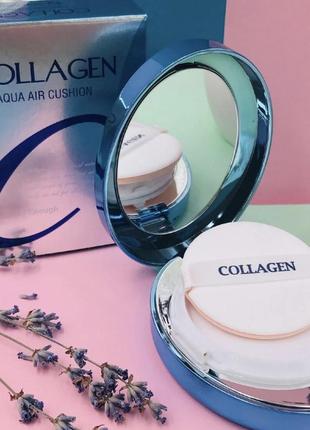 💦увлажняющий тональный кушон с коллагеном collagen aqua air cushion spf50+ pa+++1 фото