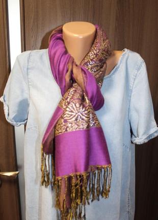 Кашемировый двусторонний шарф - палантин pashmina в идеальном состоянии2 фото