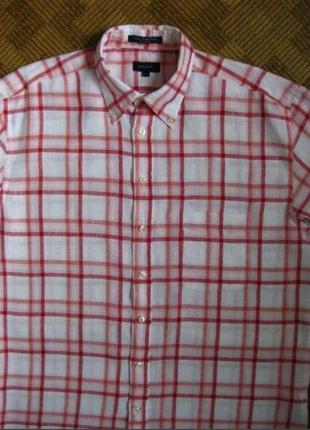 Лляна сорочка рубашка із 100% льону льон у клітку від gant regular fit ☕ наш 52-54рр