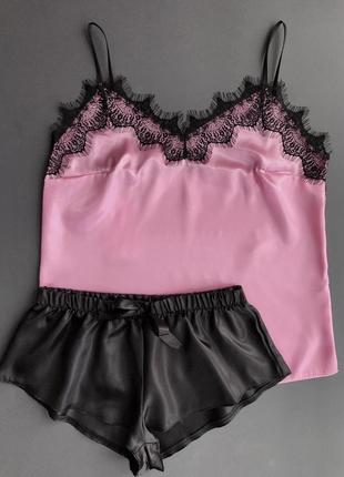 Жіноча піжама майка та шорти з атласу
