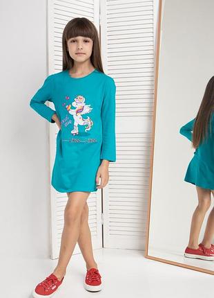 Хлопковая детская туника для дома и сна - единорог, домашнее платье nicoletta туречество.