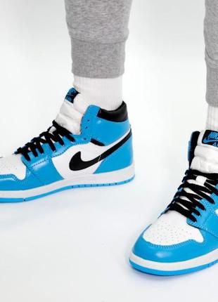 Женские кроссовки nike air jordan 1 high blue white 36-37-38-39-40-412 фото