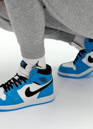 Женские кроссовки nike air jordan 1 high blue white 36-37-38-39-40-417 фото