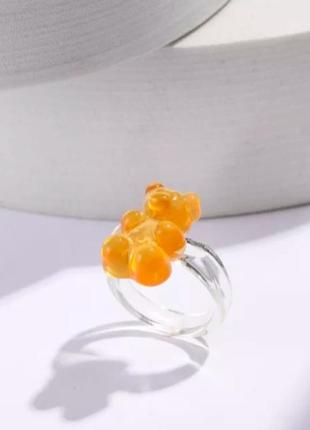 Кольцо с мишкой оранжевое - окружность 4,5см (не регулируется), пластик