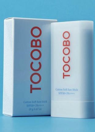 Сонцезахисний матуючий стік tocobo cotton sun stick spf50+ pa++++, 19 г