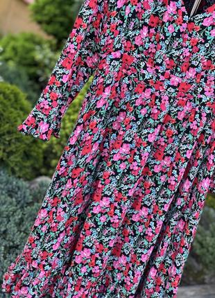 Rowen avenue англия 100% вискоза роскошное яркое платье-миди l5 фото