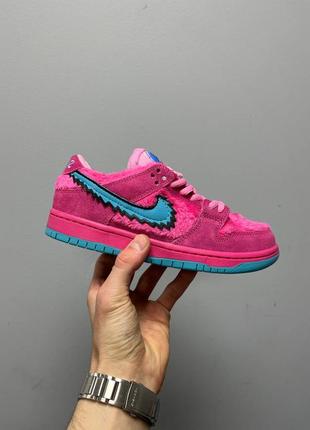 Grateful dead x nike sb dunk low пухнасті жіночі малинові рожеві кросівки найк женские пушистые малиновые фуксия розовые кроссовки7 фото