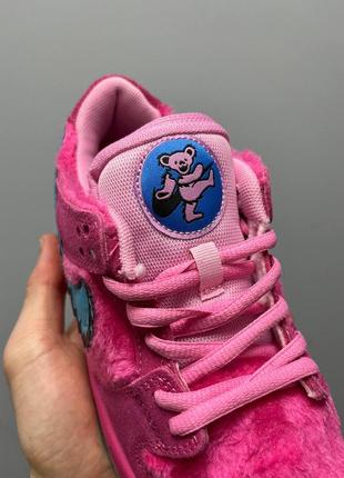 Grateful dead x nike sb dunk low пухнасті жіночі малинові рожеві кросівки найк женские пушистые малиновые фуксия розовые кроссовки4 фото