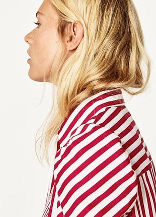Біло червона смугаста сукня сорочка жіноча zara, розмір м6 фото