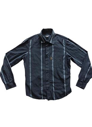 Сорочка чорна armani messenger jeans у смужку оригінал
