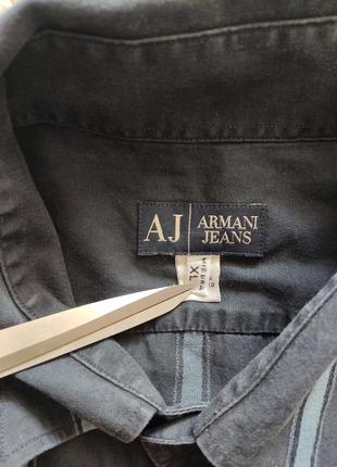 Рубашка черная armani jeans в полоску оригинал3 фото