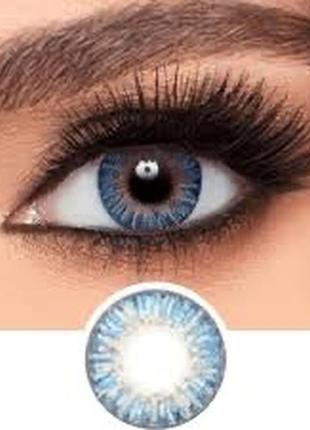 Багаторазові косметичні контактні лінзи блакитні без діопрій ціна за пару без кейсу1 фото