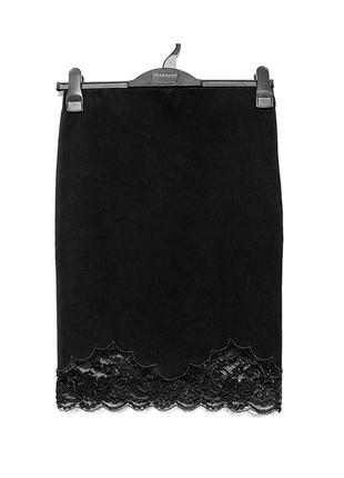 Eur 38 спідниця облягаюча чорна міді на резинці юбка черная2 фото