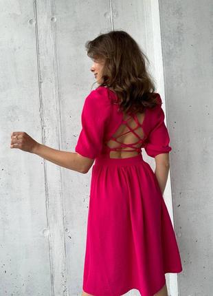 Ніжна ділова сукня зі шнурівкою на спинці 4 кольори креп2 фото