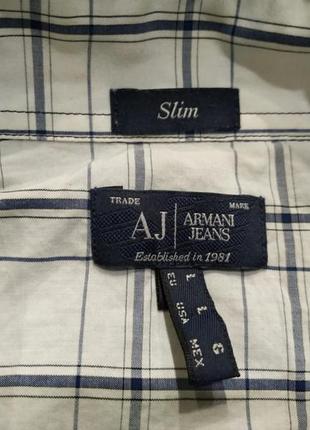 Armani jeans мужская рубашка разноцветная в клетку размер l slim fit3 фото