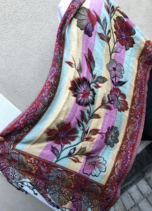 Большой шарф, шаль,палантин,цветочный принт,етно бохо стиль, премиум бренд,himmelblau,2 фото