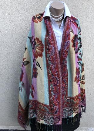 Большой шарф, шаль,палантин,цветочный принт,етно бохо стиль, премиум бренд,himmelblau,3 фото