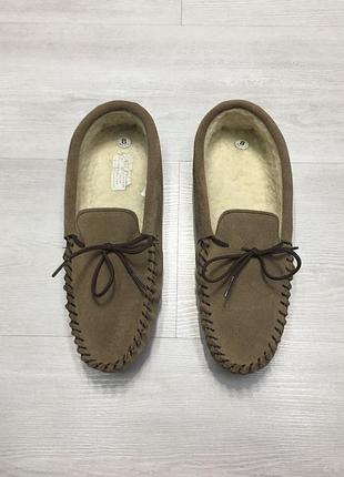 Premium slippers moccasins шкіряні на овчині мокасини сліпери типу marks & spencer