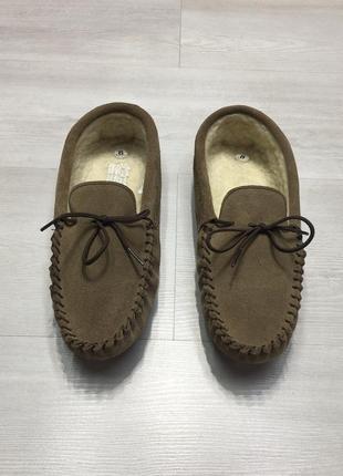 Premium slippers Moccasins кожаные на овчине мокасины слиперы типа marks &amp; spencer3 фото