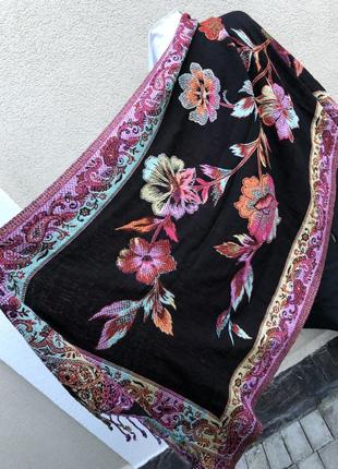 Большой шарф, шаль,палантин,цветочный принт,етно бохо стиль, премиум бренд,himmelblau,8 фото