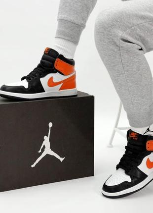 Женские кроссовки nike air jordan 1 high black orange white 36-38-39-40-417 фото