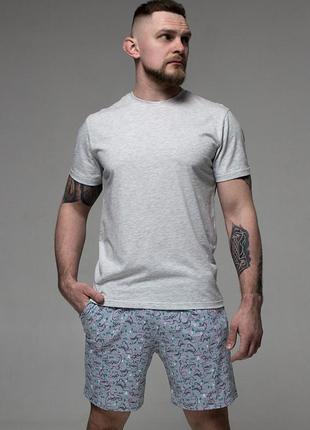 Чоловіча бавовняна піжама сірого кольору футболка та шорти тм libertine 1211